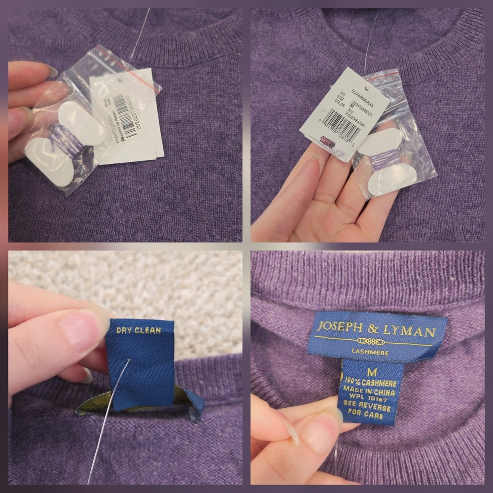 Joseph & Lyman Cashmere Sweater Men's M Purple Crew Neck Pullover NEW - Picture 3 of 5